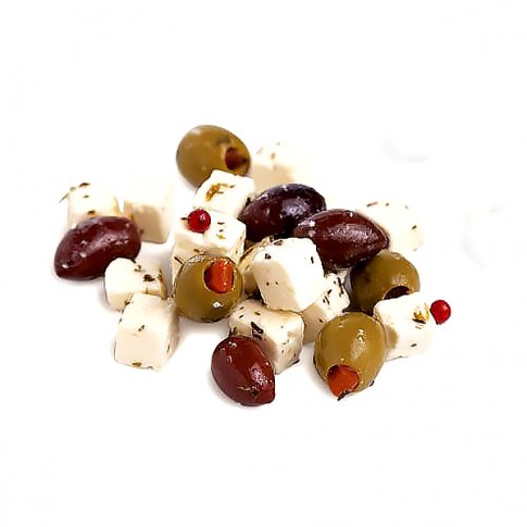 Feta Cubes and Olives in Oil
